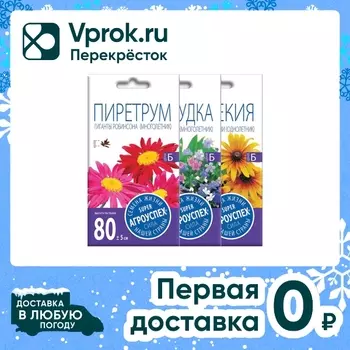 Комплект семян Агроуспех Незабудка Альпийская + Пиретрум Гиганты Робинсона + Рудбекия Хирта Глориоза 3шт