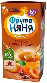 Компот ФрутоНяня из яблок изюма и кураги с 6 месяцев 200мл
