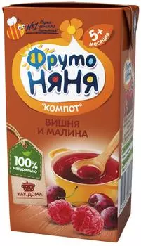 Компот ФрутоНяня Вишня и малина с 5 месяцев 200мл