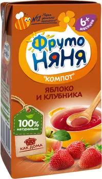 Компот ФрутоНяня Яблоко и клубника 200млс доставкой!