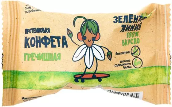 Конфета Зеленая линия протеиновая гречишная 30г