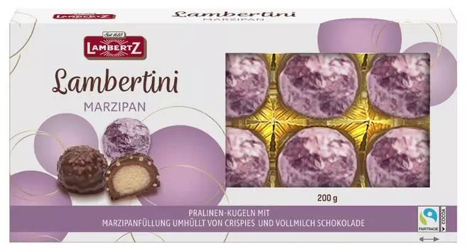 Конфеты Lambertz Lambertini с марципаном покрытые молочным шоколадом с рисовыми шариками 150г