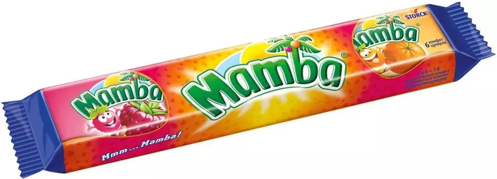 Конфеты Mamba жевательные со вкусом апельсина вишни малины и клубники 79.5г