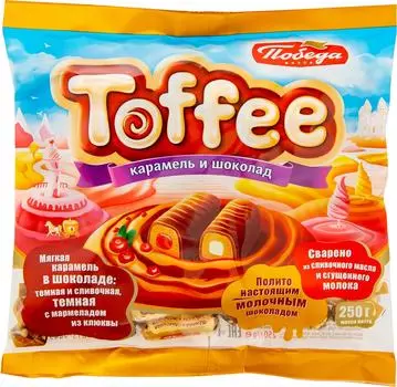 Конфеты Победа Вкуса Toffee карамель и шоколад 250г