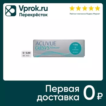 Контактные линзы Acuvue Oasys 1-Day with HydraLuxe Однодневные -5.00/14.3/8.5 30шт