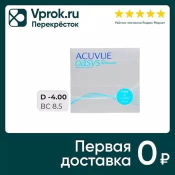 Контактные линзы Acuvue Oasys with Hydraluxe Однодневные -4/14.3/8.5 90шт