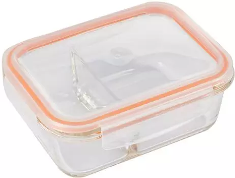 Контейнер Mallony Gusto из жаропрочного стекла с крышкой с защелками 2 секции 1л