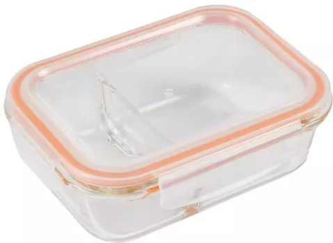 Контейнер Mallony Gusto из жаропрочного стекла с крышкой с защелками 2 секции 600мл