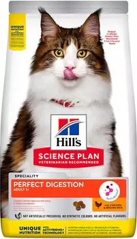 Корм для кошек Hills Science Plan Perfect digestion с курицей и коричневым рисом 7кг