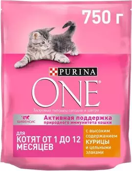 Сухой корм для котят Purina ONE для котят от 1 до 12 месяцев с курицей 750г