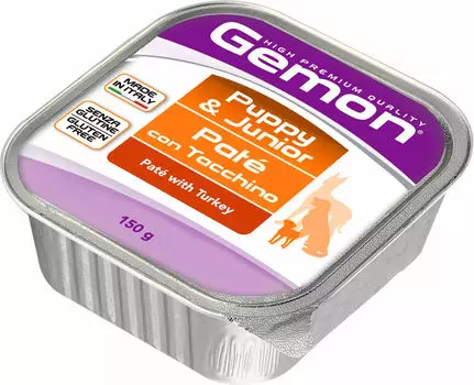 Корм для щенков Gemon Dog паштет индейка 150г