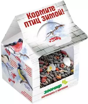 Кормушка для уличных птиц Зоомир с кормом 16см 300г