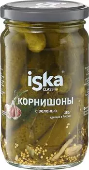 Корнишоны Iska с зеленью маринованные 340г