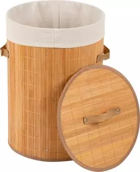 Корзина для белья Рыжий кот бамбук светлый 34.5*50см