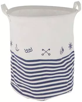 Корзина для белья Рыжий кот Море с пластиковым кольцом 35*35*44см