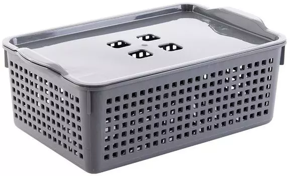 Корзинка Violet Лофт с крышкой серая 3.8л