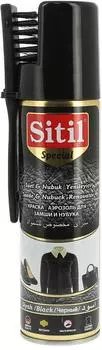 Краска-аэрозоль для обуви Sitil для замши и нубука с щеткой в комплекте черная 250мл