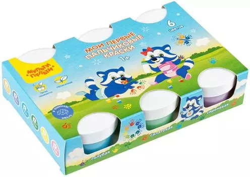 Краски пальчиковые Мульти-Пульти Морские приключения Енота 6 цветов 1+ 360г