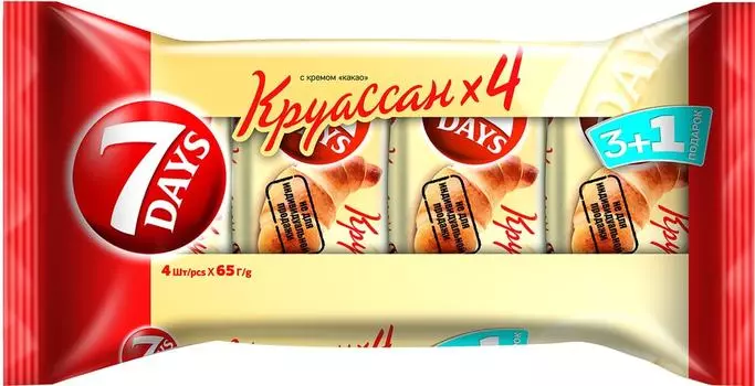 Круассан 7 Days с кремом Какао 4шт*65г. Закажите онлайн!
