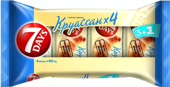 Круассан 7 Days с кремом Ваниль 4шт*65гс доставкой!