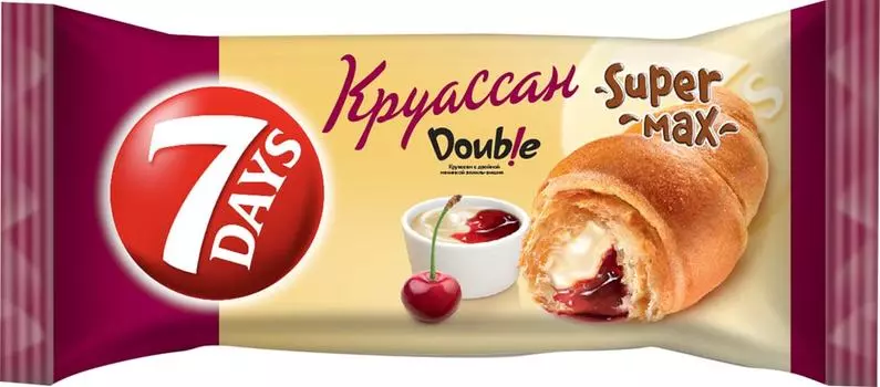 Круассан 7 Days Super Max Double Вишня с кремом со вкусом ваниль 110г