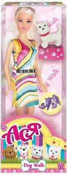 Кукла ToysLab Ася Прогулка со щенком вариант 1 28см