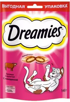 Лакомство для кошек Dreamies подушечки с говядиной 140г