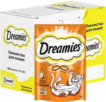 Лакомство для кошек Dreamies подушечки с курицей 30г (упаковка 3 шт.)
