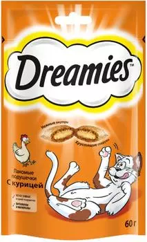 Лакомство для кошек Dreamies подушечки с курицей 60г