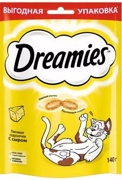Лакомство для кошек Dreamies подушечки с сыром 140г