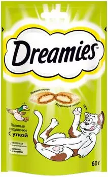 Лакомство для кошек Dreamies подушечки с уткой 60г