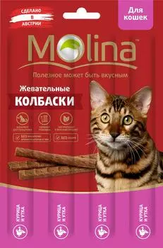 Лакомство для кошек Molina Курица-утка 20гс доставкой!