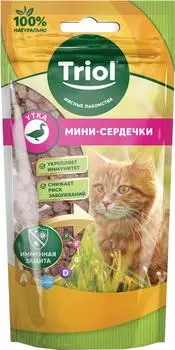 Лакомство для кошек Triol Мини-сердечки из утки 40г (упаковка 3 шт.)