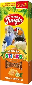Лакомство для птиц Happy Jungle Палочки мед + фрукты 3шт 90г