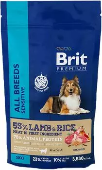Сухой корм для собак Brit Premium Dog Sensitive с ягненком и индейкой 3кг