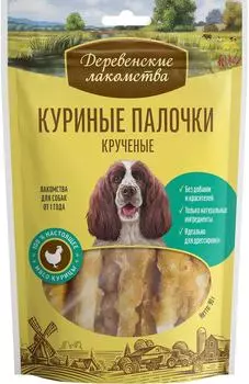 Лакомство для собак Деревенские лакомства Куриные палочки 90г