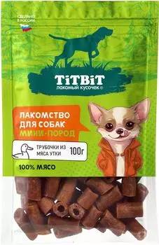 Лакомство для собак TiTBiT трубочки из мяса утки для мини пород 100г