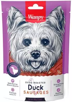 Лакомство для собак Wanpy Dog утиные сосиски 100г