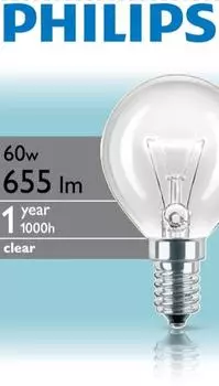 Лампа накаливания Philips P45 E14 60Вт