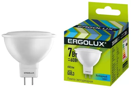 Лампа светодиодная Ergolux LED GU5.3 7Втс доставкой!