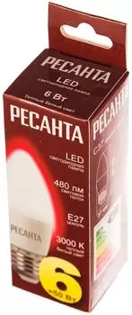 Лампа светодиодная Ресанта E27 6Вт