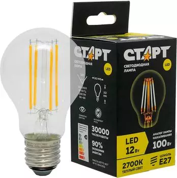 Лампа светодиодная Старт LED F GLS E27 12W
