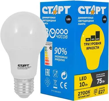 Лампа светодиодная Старт LED GLS E27 10W