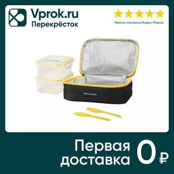 Ланч-сумка Арктика с контейнером и приборами черная 2л