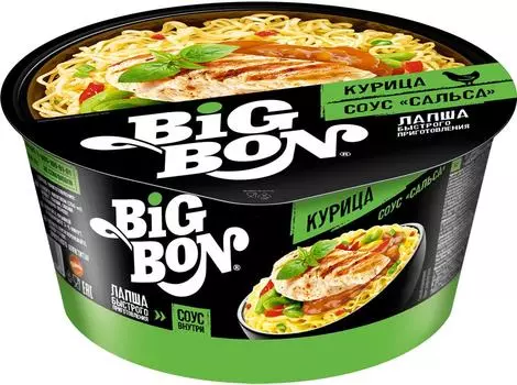 Лапша Big Bon Курица с соусом сальса 85гс доставкой!
