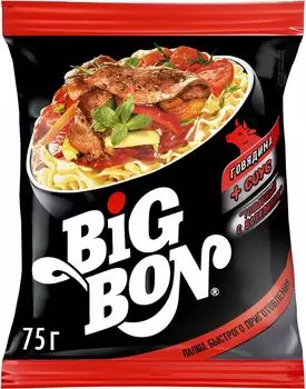 Лапша Big Bon со вкусом говядины+соус 75г