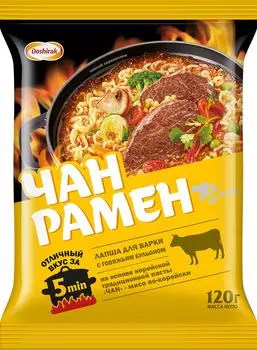 Лапша Доширак Чан Рамен Корейская с приправами 120г