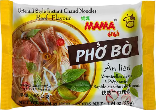 Лапша МАМА Быстрого приготовления Pho Bo 55гс доставкой!