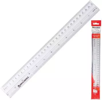 Линейка Brauberg пластиковая с держателем 30см