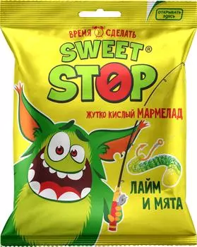 Мармелад жевательный Sweet stop Кислый Червячки со вкусом лайма и мяты 70г